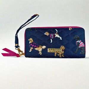 Simply Southern Wallet Womens Navy Blue Quilted Dog Print Wristlet Preppy